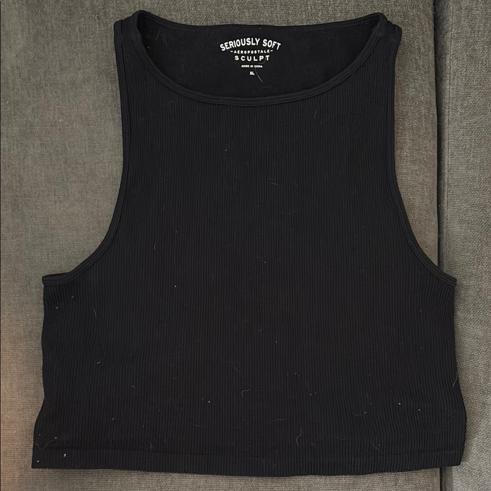 Aeropostale Black Sleeveless Crop Tank Top